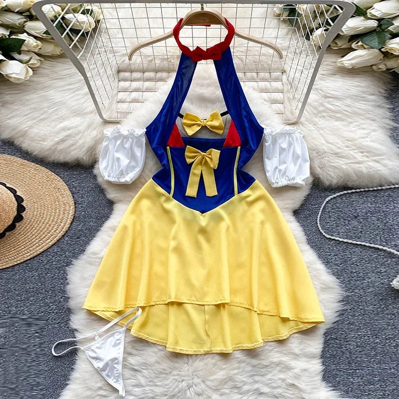 Toucheart Nightwear Off The Shoulder Lingerie Pajamas Sensual Role Play Erotic Halter Night Princess Dress