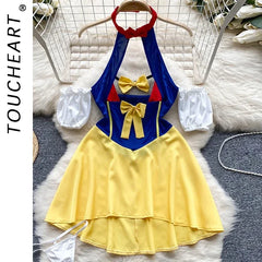 Toucheart Nightwear Off The Shoulder Lingerie Pajamas Sensual Role Play Erotic Halter Night Princess Dress