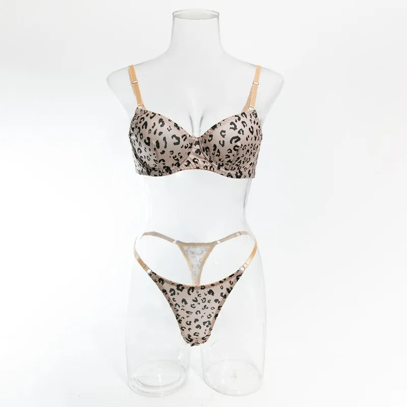 Toucheart Underwear Set Printed Leopard Printed Steel Wire Bra Set High Quality Lingerie Suit