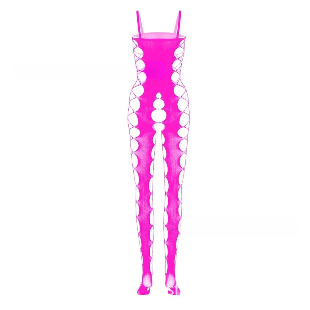 Toucheart Jumpsuit, One-piece Stockings, Crotchless, See-through Temptation One-piece Mesh