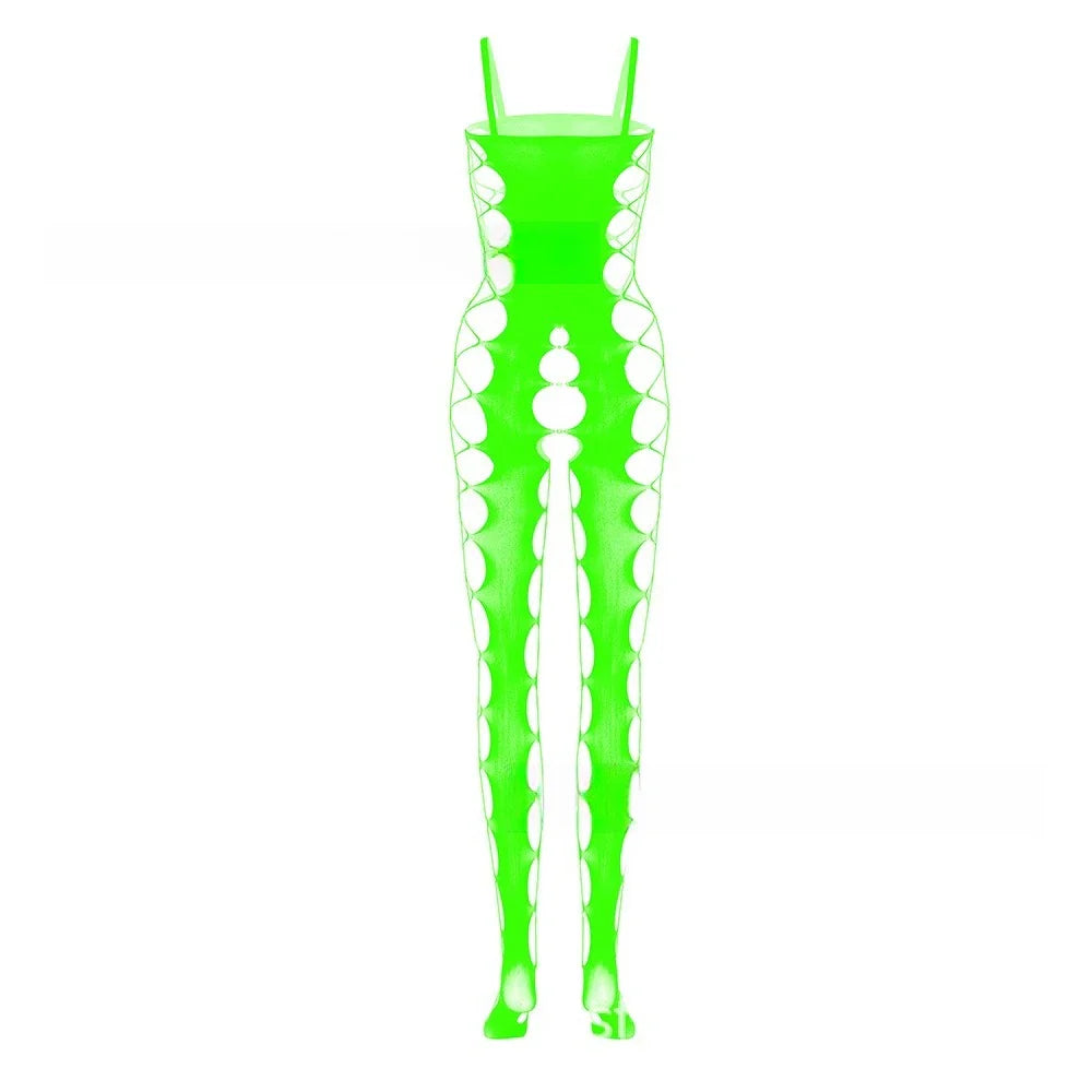 Toucheart Jumpsuit, One-piece Stockings, Crotchless, See-through Temptation One-piece Mesh