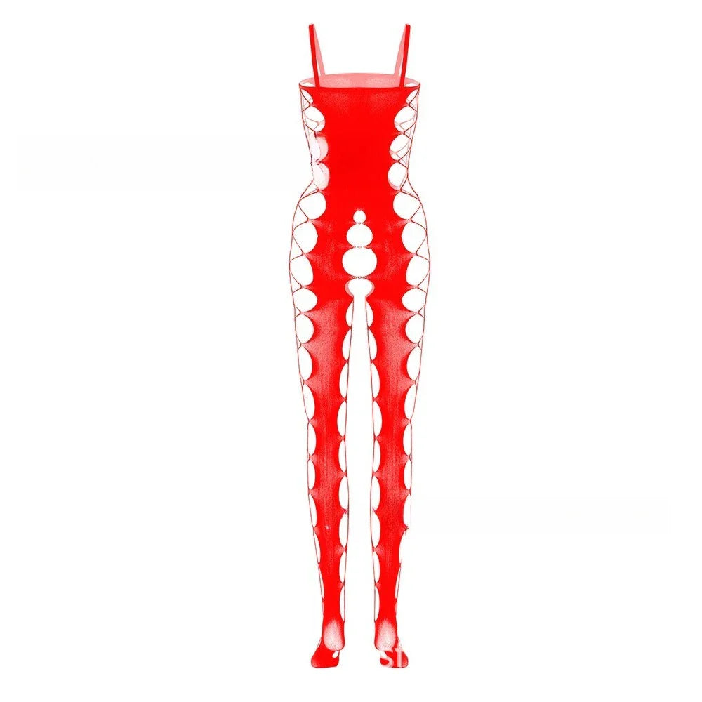 Toucheart Jumpsuit, One-piece Stockings, Crotchless, See-through Temptation One-piece Mesh