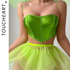 Toucheart Lace Lingerie Mesh Skirt Set Backless Bow Knot See-through Hollowgirls Split Kit