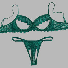 Toucheart Lace Lingerie Suit Lace Mesh Breast Revealing Lingerie Two-piece Fun Underwear