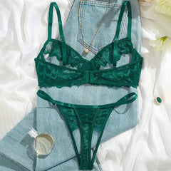Toucheart Lace Lingerie Suit Lace Mesh Breast Revealing Lingerie Two-piece Fun Underwear