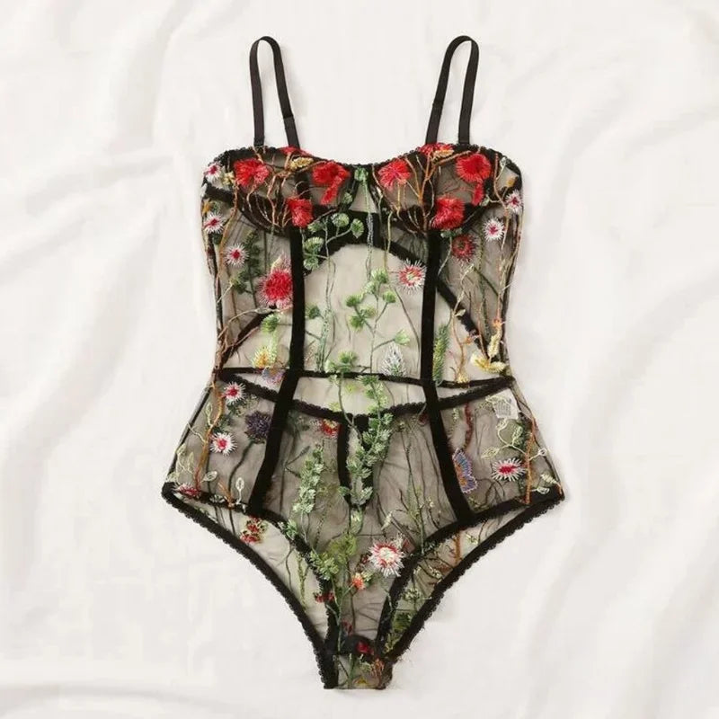 Toucheart Lingerie Embroidery Underwear Lace One-piece Suspender Nightgown Transparent Porn Female Lingerie