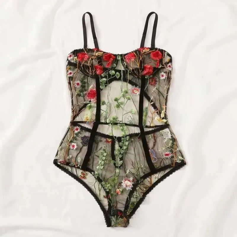 Toucheart Lingerie Embroidery Underwear Lace One-piece Suspender Nightgown Transparent Porn Female Lingerie