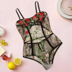 Toucheart Lingerie Embroidery Underwear Lace One-piece Suspender Nightgown Transparent Porn Female Lingerie