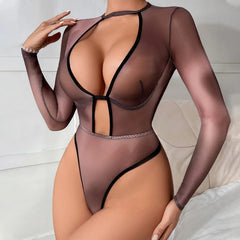Toucheart Lingerie Jumpsuits Set Plunge Underwear Backless Perspective Body Sculpting Set
