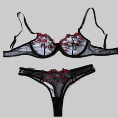 Toucheart Lingerie Lace Suit Thong Mesh See-through Embroidery Adult Female Floral Print Underwear