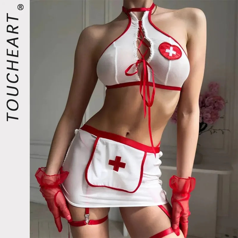 Toucheart Lingerie Nurse Uniform Body Shaping Romantic Intimate Flirt Nurse Uniform Set