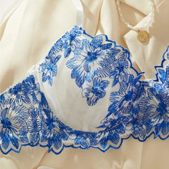Toucheart Lingerie Set Blue Comfortable Lingerie Set Simple Perspective Lace Pure Lust Lingerie Suit