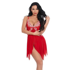 Toucheart Lingerie Set Lace Nightgown Mesh See-through Suspender Dress Lace Ultra Thin Pajama Set