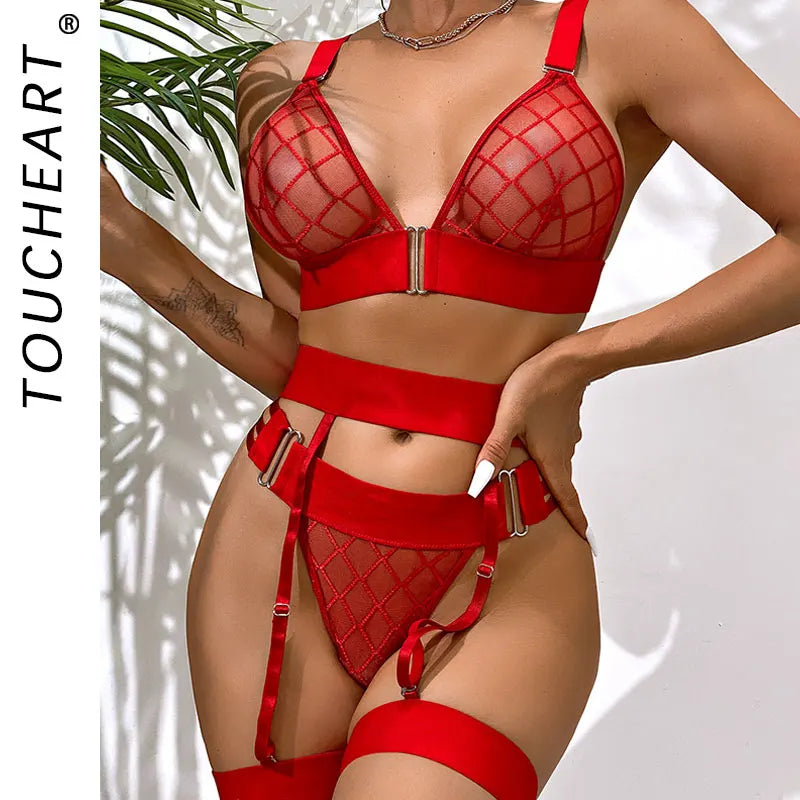 Toucheart Lingerie Set Underwear See Through Bra Sets Sets Lingerieset Dames Panties and Bra