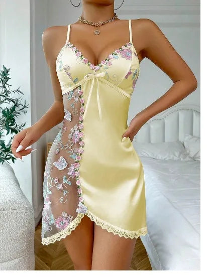 Toucheart Lingerie Suit Girl Suspender Lace Backless Perspective Home Nightgown Lingerie