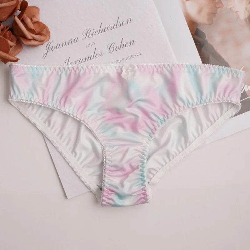 Toucheart Lingerie Suit Bow Knot Printing Underwear Bra Set Thin Cup Colorful Lingerie Suit