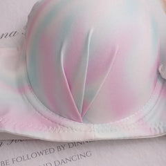 Toucheart Lingerie Suit Bow Knot Printing Underwear Bra Set Thin Cup Colorful Lingerie Suit