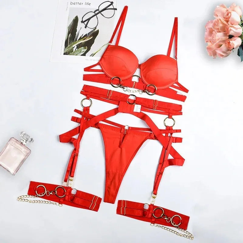 Toucheart Lingerie Suitable Metal Chain Complex Craftsmanship Front Button Sex Underwear