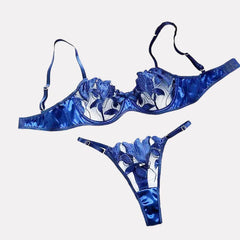 Toucheart Lingerie Lace Transparent Underwear  Embroidery Brief Set Bra Kit Push Up Breves Sets Thin Erotic Bras