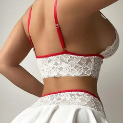 Toucheart Mesh Underwear Set Bow Knot Mesh Lace Garters Exposed Navel Underwear System Set