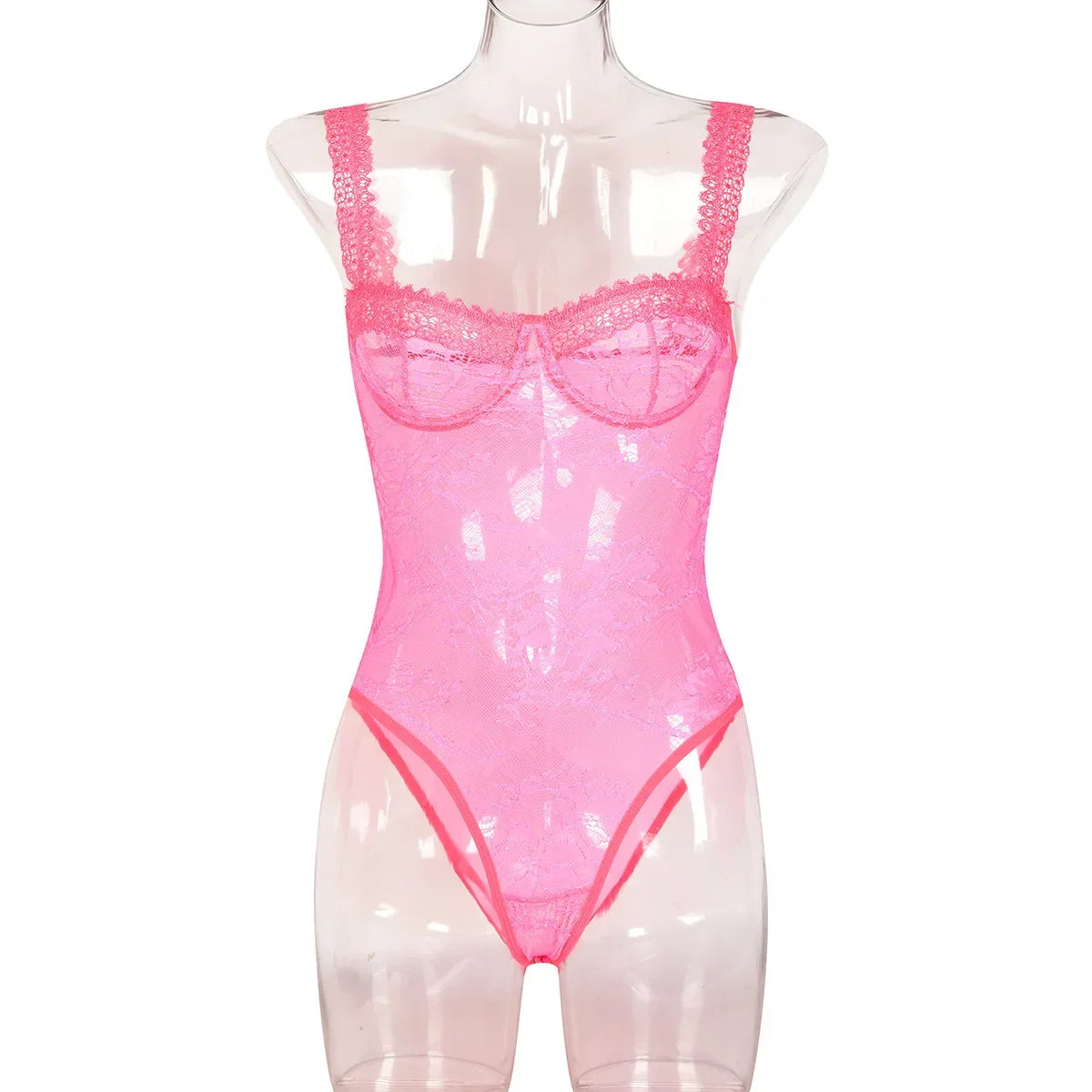 Toucheart Mesh Embroidery Jumpsuit Lace Sling Underwear Solid Color See-Through Backless Jumpsuit