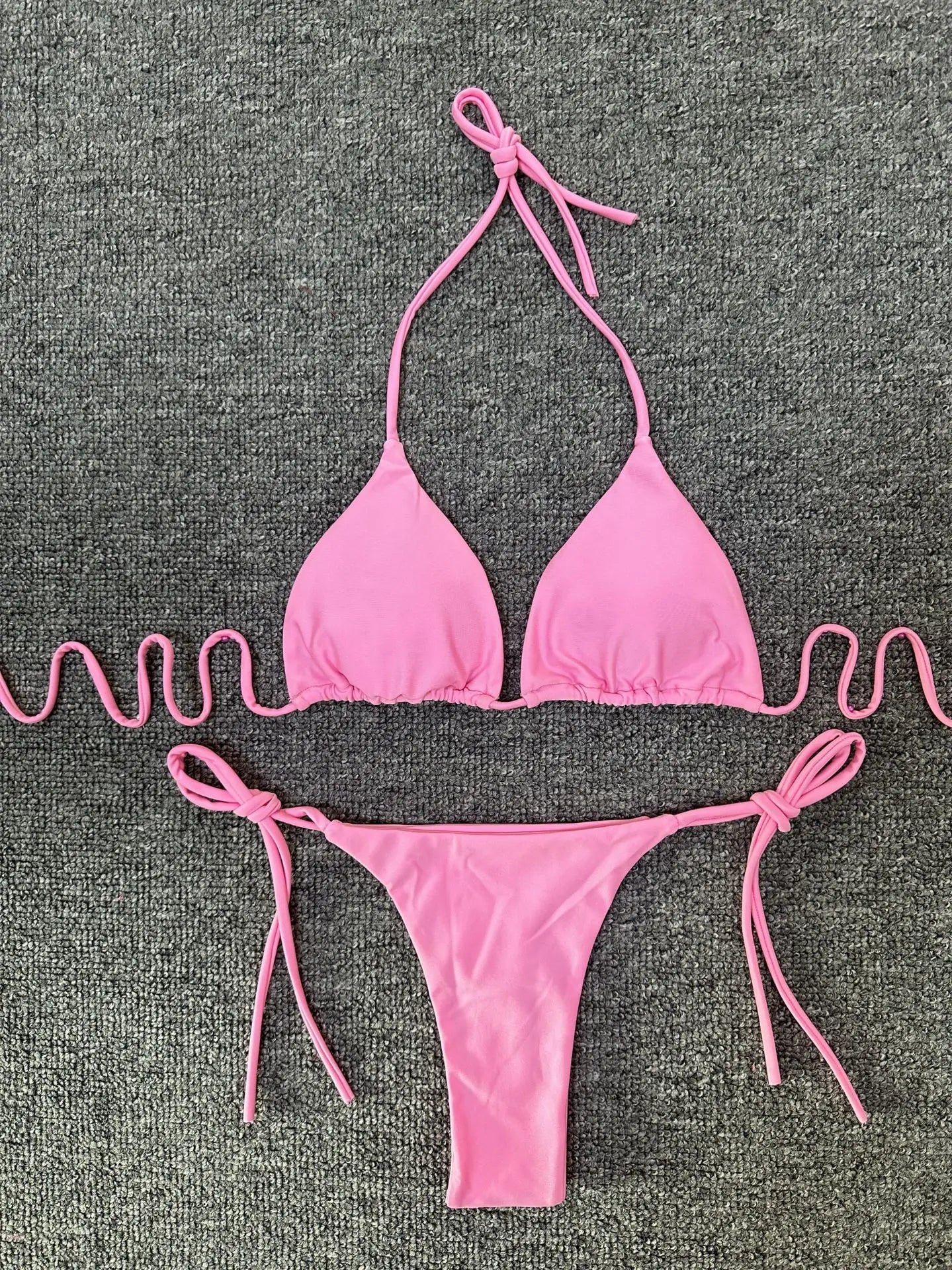 Toucheart Swimsuit Strappy High Waist Bikini Backless Intimate Elegant Solid Color Three Point Swimsuit Bikini
