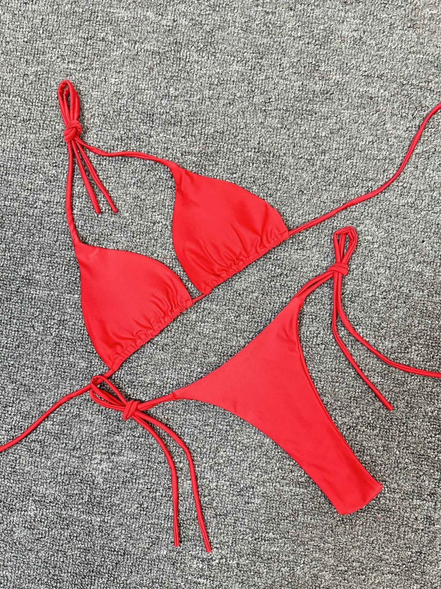 Toucheart Swimsuit Strappy High Waist Bikini Backless Intimate Elegant Solid Color Three Point Swimsuit Bikini