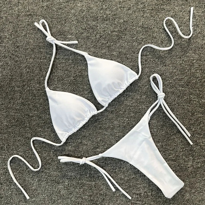 Toucheart Swimsuit Strappy High Waist Bikini Backless Intimate Elegant Solid Color Three Point Swimsuit Bikini