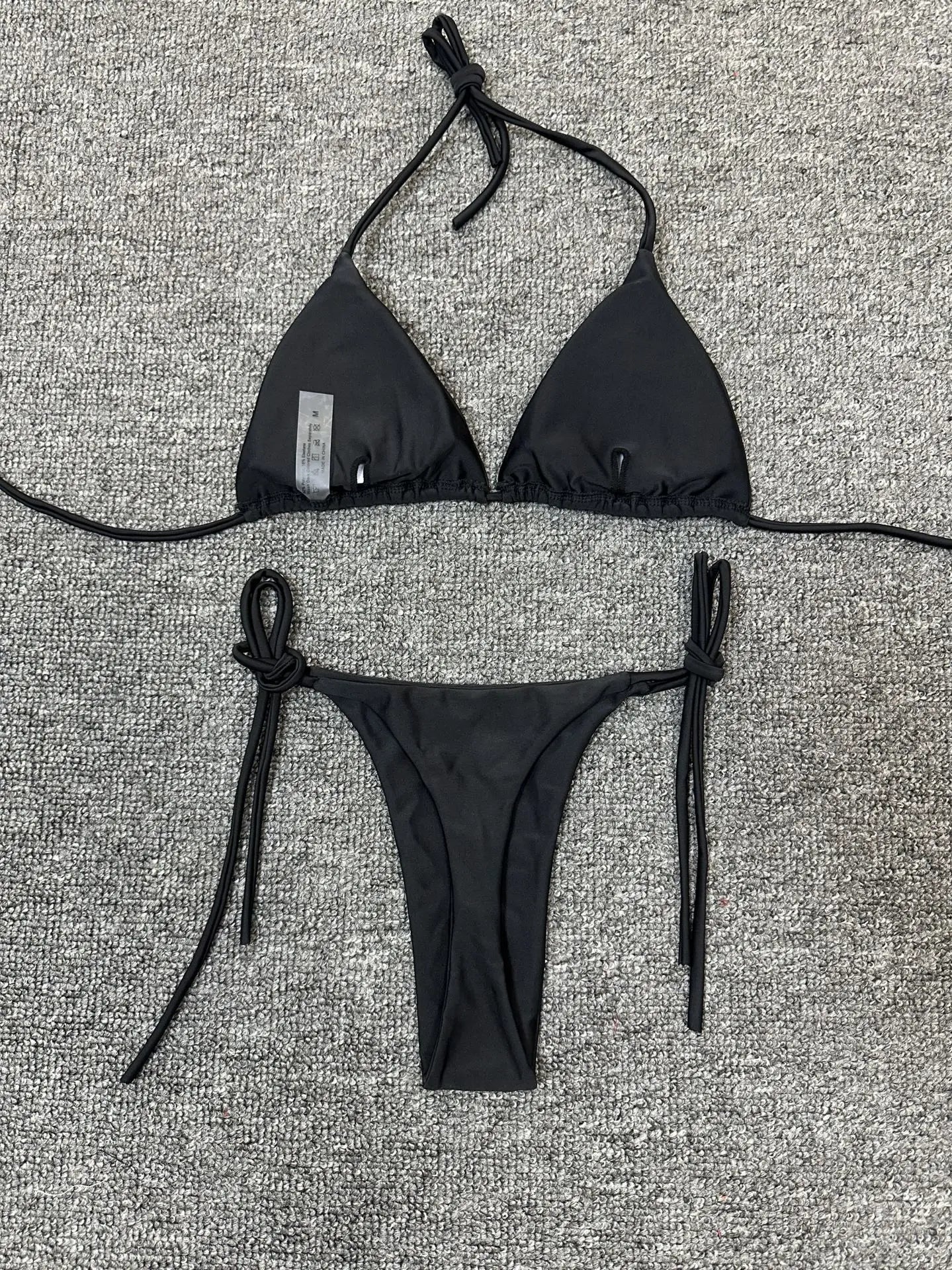 Toucheart Swimsuit Strappy High Waist Bikini Backless Intimate Elegant Solid Color Three Point Swimsuit Bikini