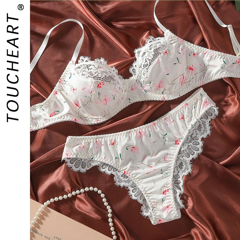 Toucheart Underwear Intimate Push Up Bra Exotic Sets Bra Set Lace Panties Mesh Lingerie Suit