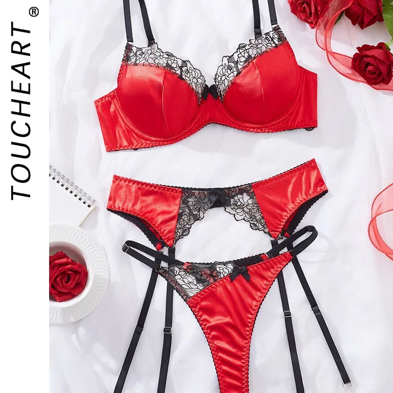 Toucheart Underwear Lace Sissy Slim High Waisted Charming Lingerie Intimate Set
