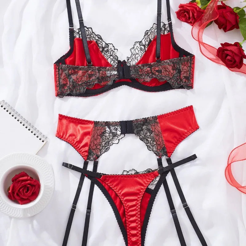 Toucheart Underwear Lace Sissy Slim High Waisted Charming Lingerie Intimate Set