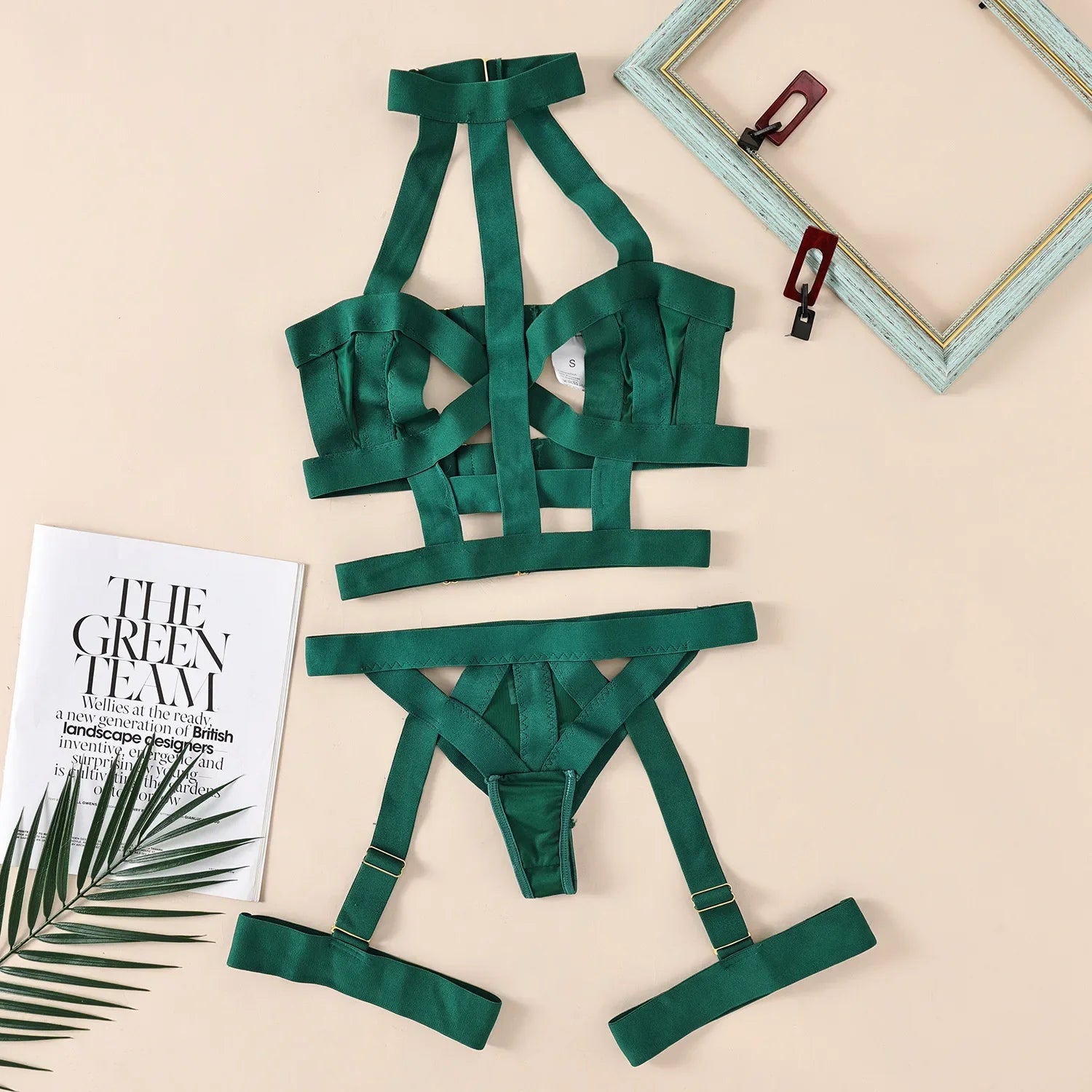 Toucheart Underwear Set Straps Backless Halter Corset Underwear Solid Erotic Sensual Bra Briefs Suits