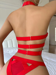 Toucheart Underwear Set Straps Backless Halter Corset Underwear Solid Erotic Sensual Bra Briefs Suits