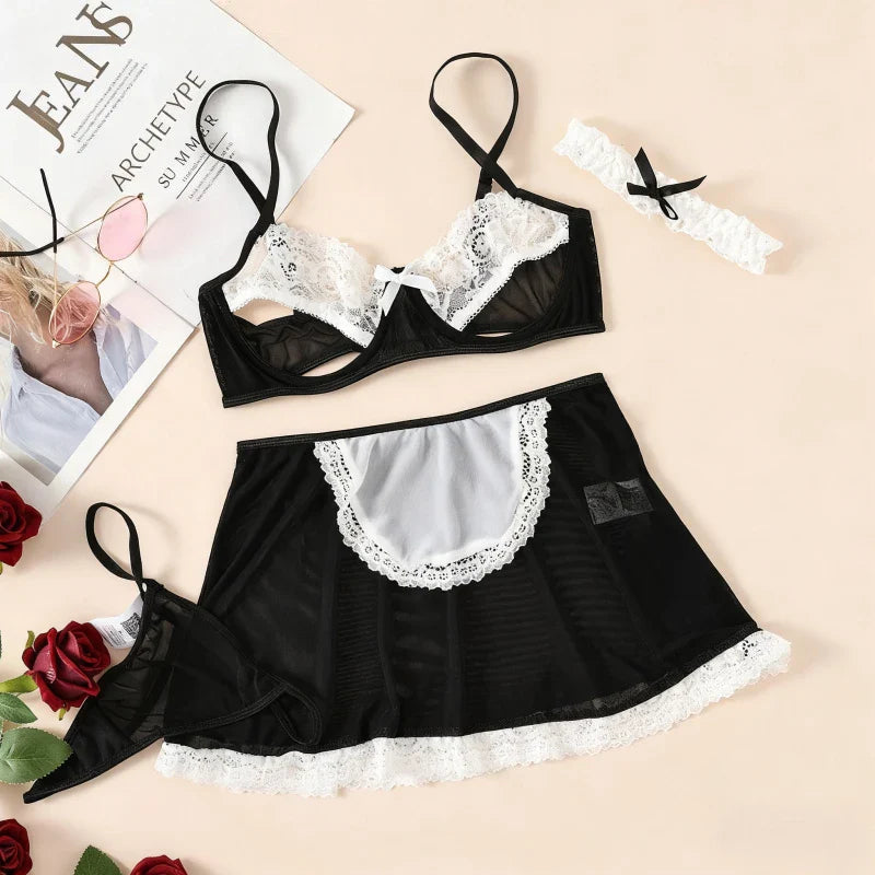 Toucheart Uniform Suit Maid Cosplay Sexiest Lace Crotchless Skirt Doll Desire Maids Perspective Sex Uniform