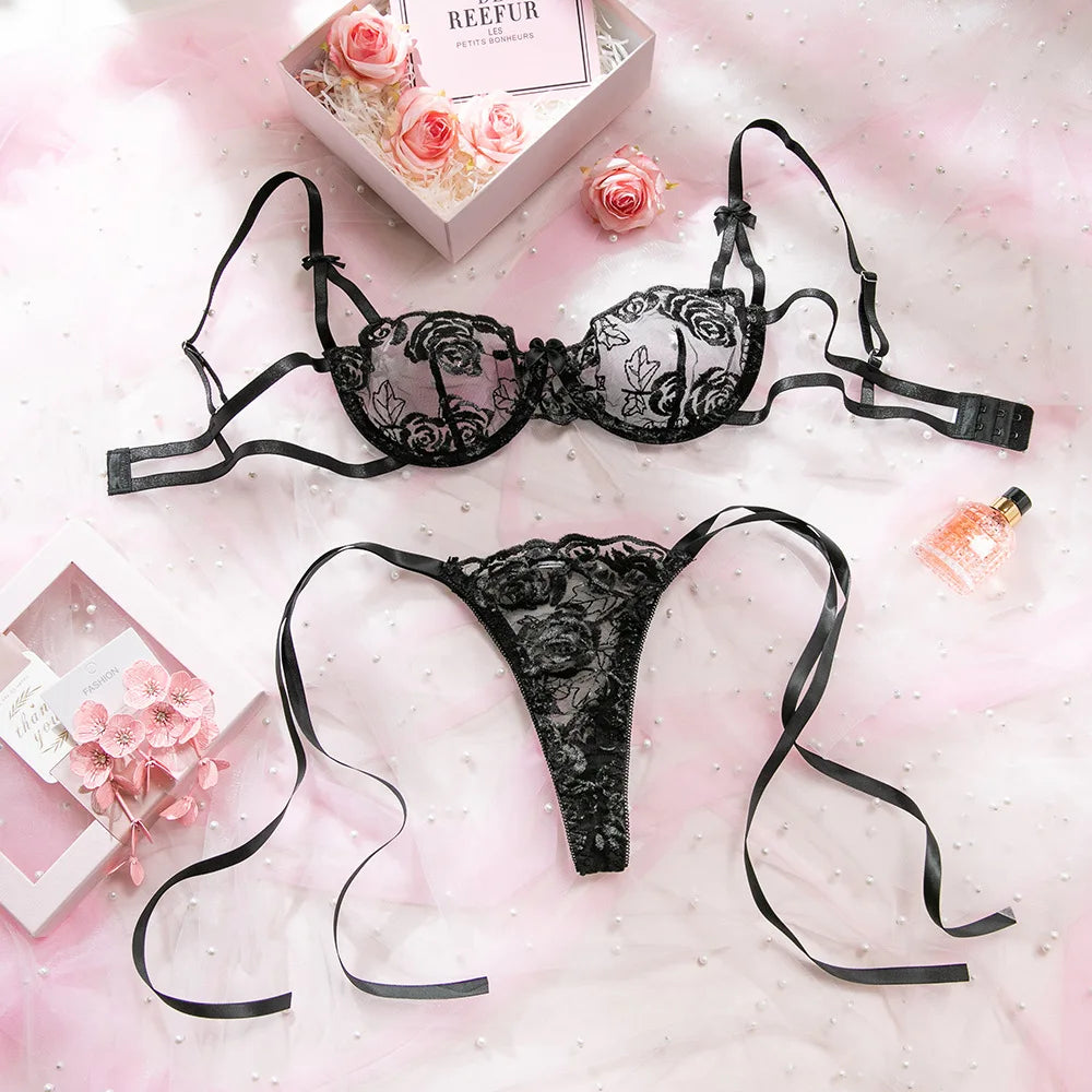 Toucheart Solid Color Printed Lingerie Suit Lace Backless Bow Tie Harness Navel-Exposed Underwear
