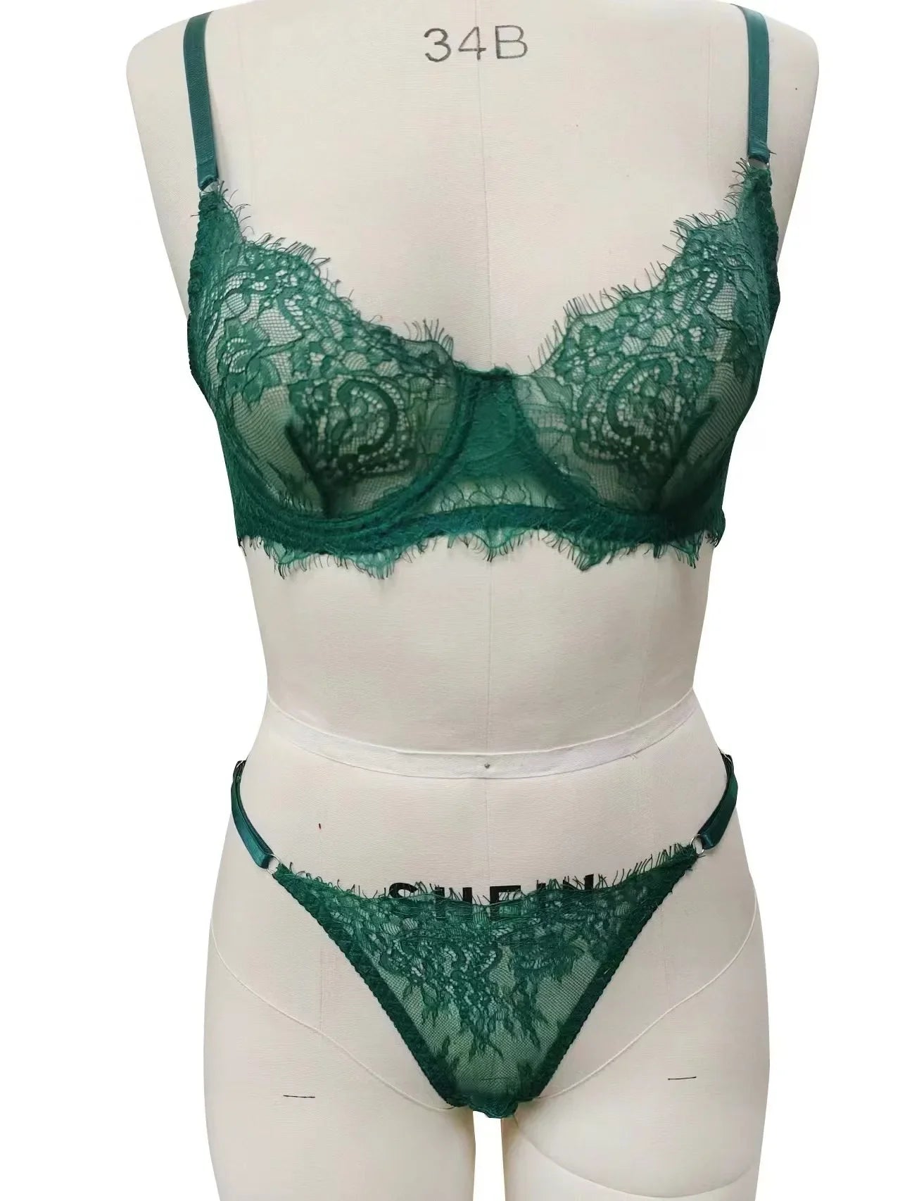 Toucheart Strapless Lace Spaghetti Strap See-through Underwear Exposed Navel Mesh Broken Flowers Set