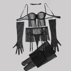 Toucheart Tassel Porn Erotic Lingerie 8-Piece Transparent Ultra Adult with Garter Outfit Call The Night Sex Suit