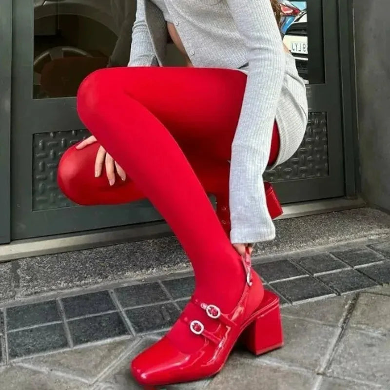 Toucheart Tights Leggings Bodycon Red See Through Lingerie Femme Pantyhose Slim Lace Stockings Lingerie