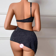 Toucheart Style Bodysuit Panty Cross-shoulder Strap Ring Buckle Set BacklessLingerie