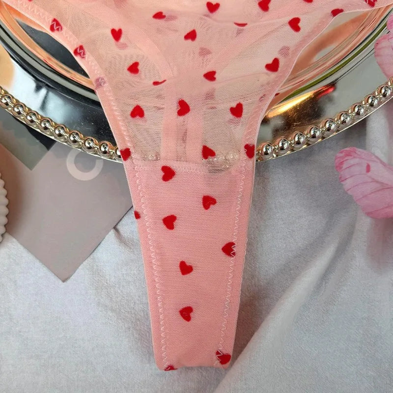 Toucheart Lace Lingerie Panty2PCS Love Set Slim Plunge Spaghetti Strap Mesh Private Adult Suit