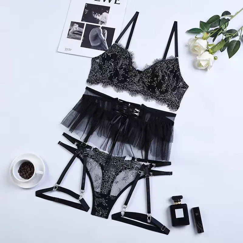 Toucheart Solid Color Lace Hollowout Underwear GartersVersatile Slim Spaghetti Strap  Underwear