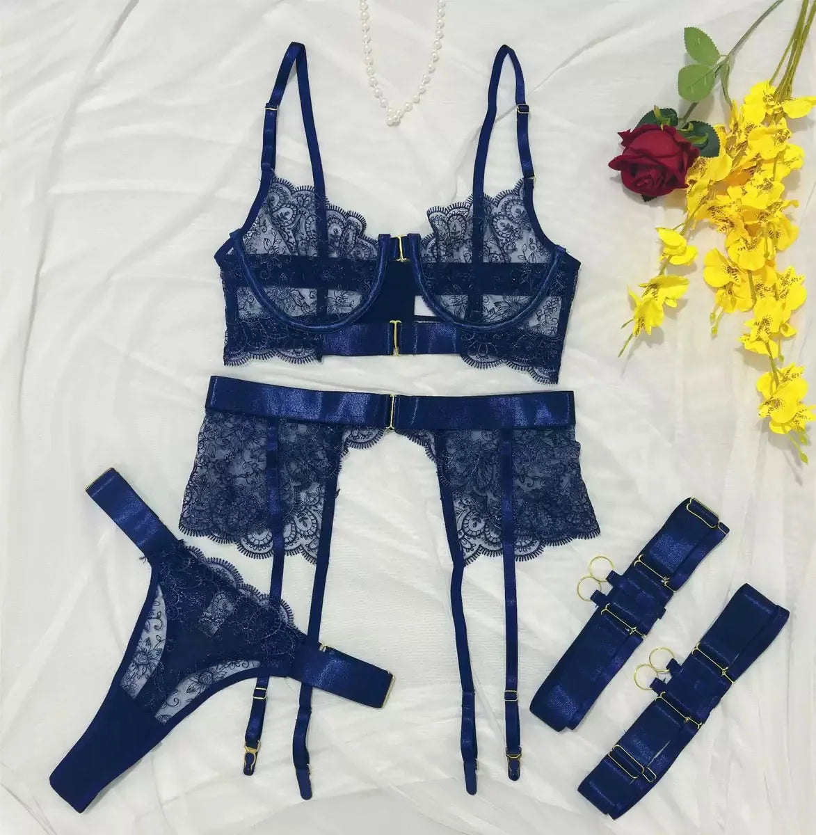 Two-piece Set G-string Transparent Underwear Lolita Romantic Lingeries Set Bra and Panties Sets Lingerie