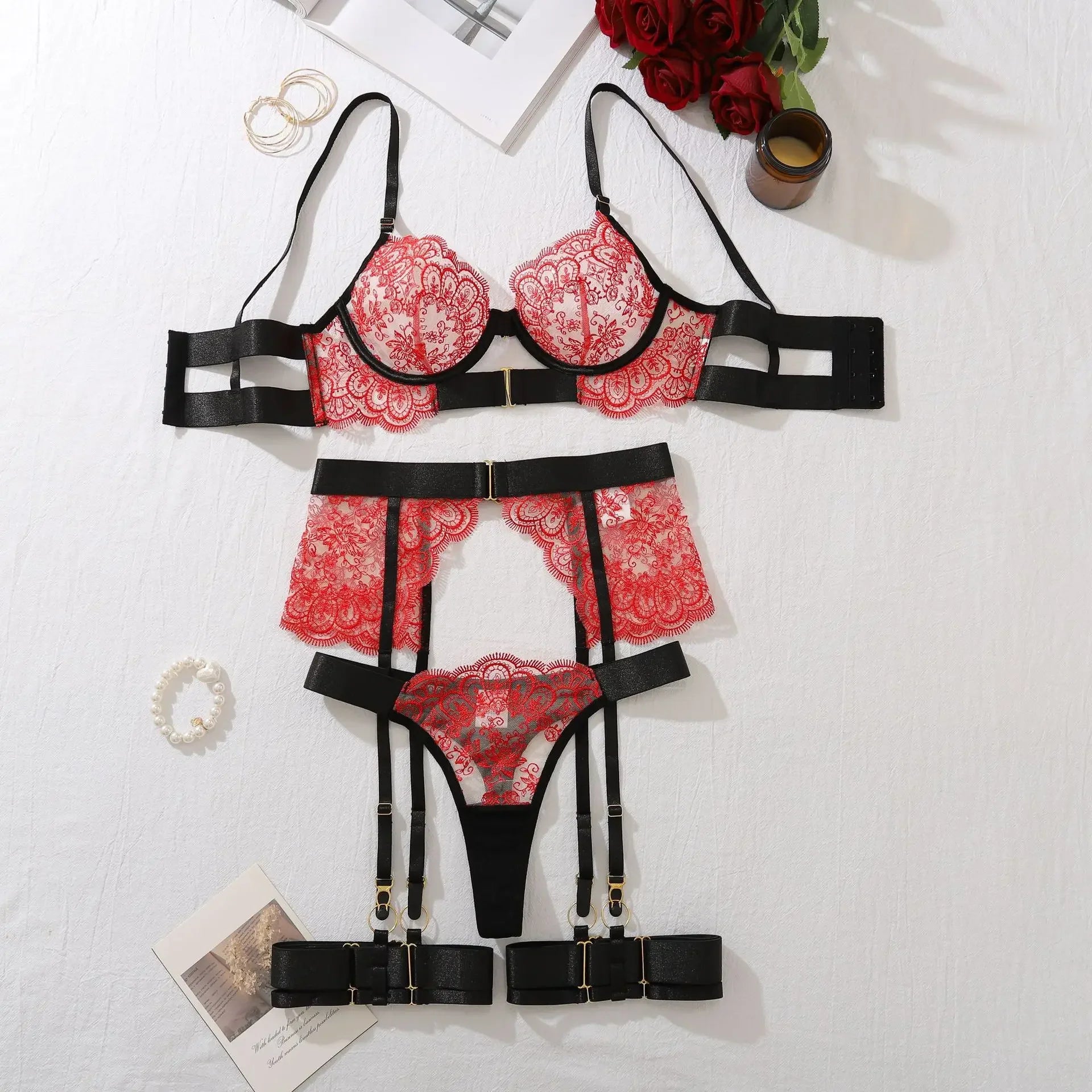 Two-piece Set G-string Transparent Underwear Lolita Romantic Lingeries Set Bra and Panties Sets Lingerie