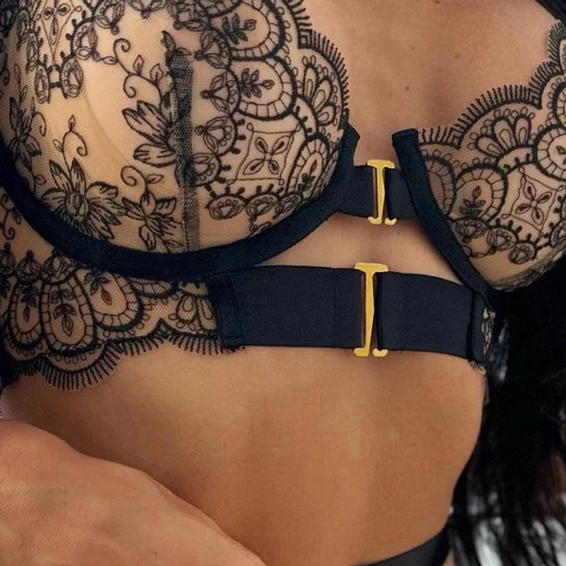 Two-piece Set G-string Transparent Underwear Lolita Romantic Lingeries Set Bra and Panties Sets Lingerie