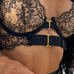 Two-piece Set G-string Transparent Underwear Lolita Romantic Lingeries Set Bra and Panties Sets Lingerie