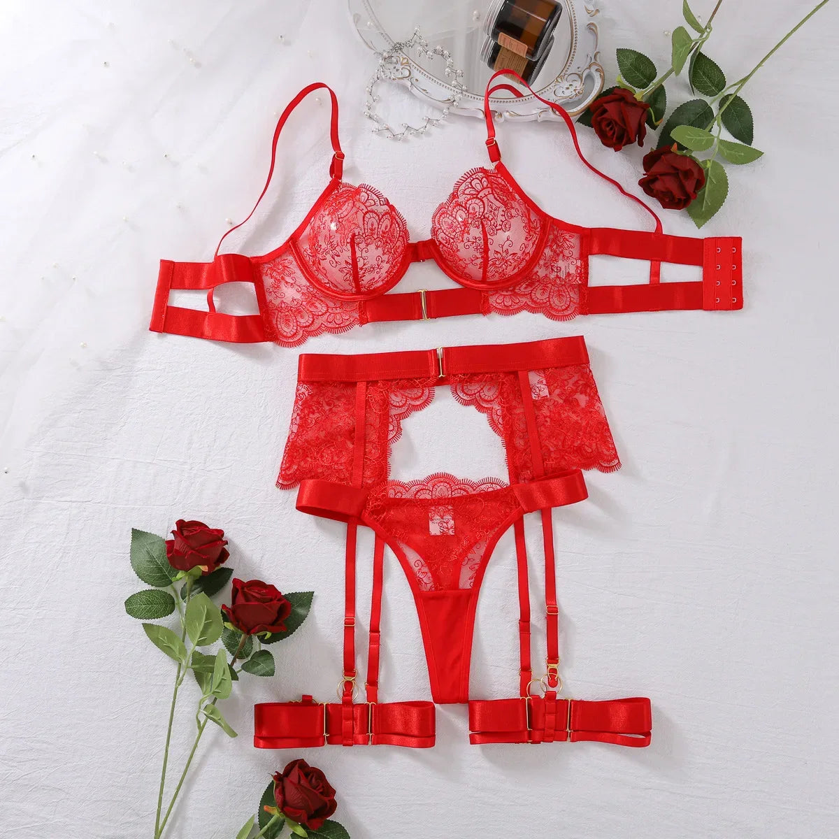 Two-piece Set G-string Transparent Underwear Lolita Romantic Lingeries Set Bra and Panties Sets Lingerie