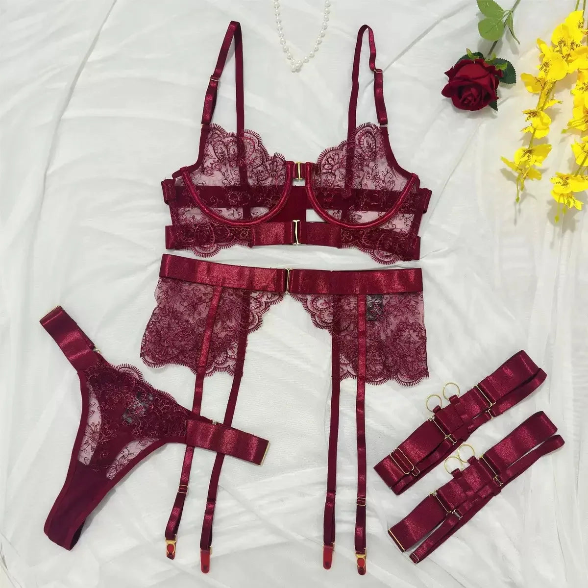 Two-piece Set G-string Transparent Underwear Lolita Romantic Lingeries Set Bra and Panties Sets Lingerie
