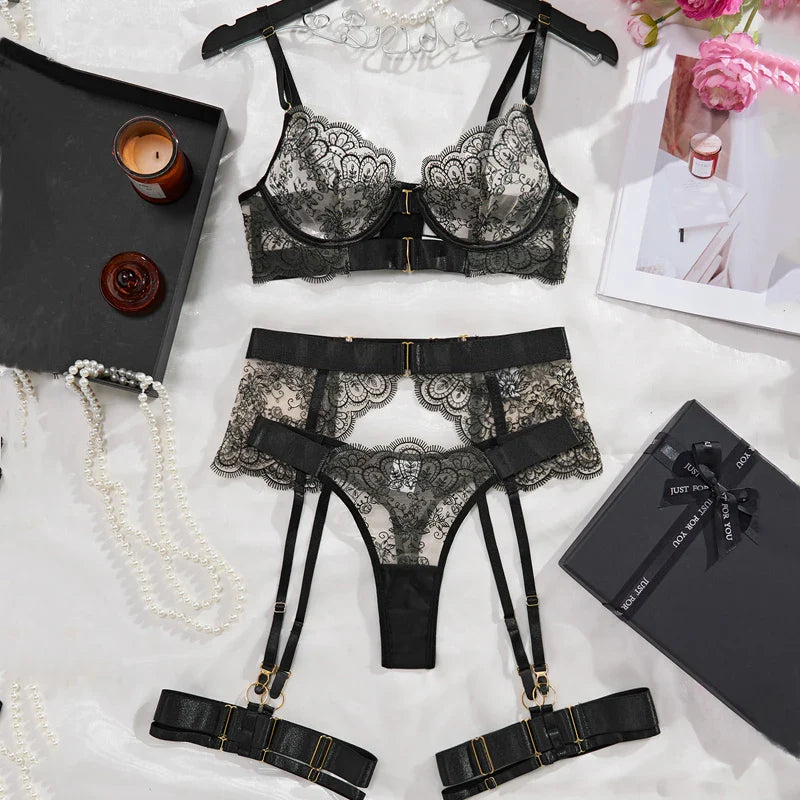 Two-piece Set G-string Transparent Underwear Lolita Romantic Lingeries Set Bra and Panties Sets Lingerie