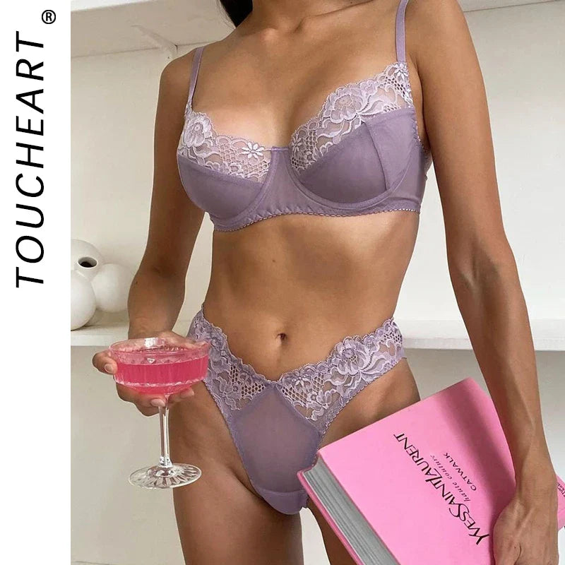 Underwear Set Lingerie Super Bra and Panties Sets Attractive Chest Bras Pyjama-sets Thong Vs